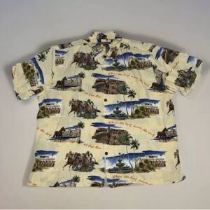 Kahala Men's Cream Del Mar horse racetrack Casual Shirt
